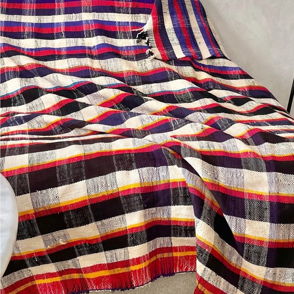 Multicolored Vintage Handwoven Moroccan Berber Blanket - Picture 7 of 8
